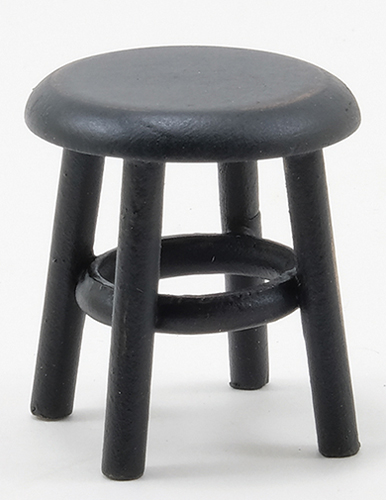 Dollhouse miniature STOOL, DISTRESSED BLACK, 1-1/2 INCH